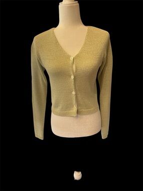 Cardigan sweater Express Tricot size small lime green long sleeve 4 button front